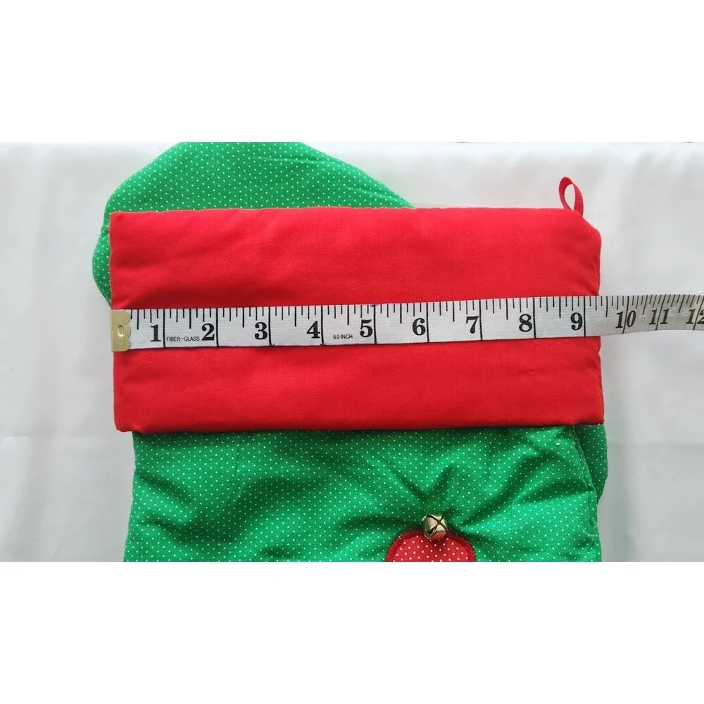 Vintage Toy Soldier Candy Cane Christmas Stocking Green Quilted Applique
